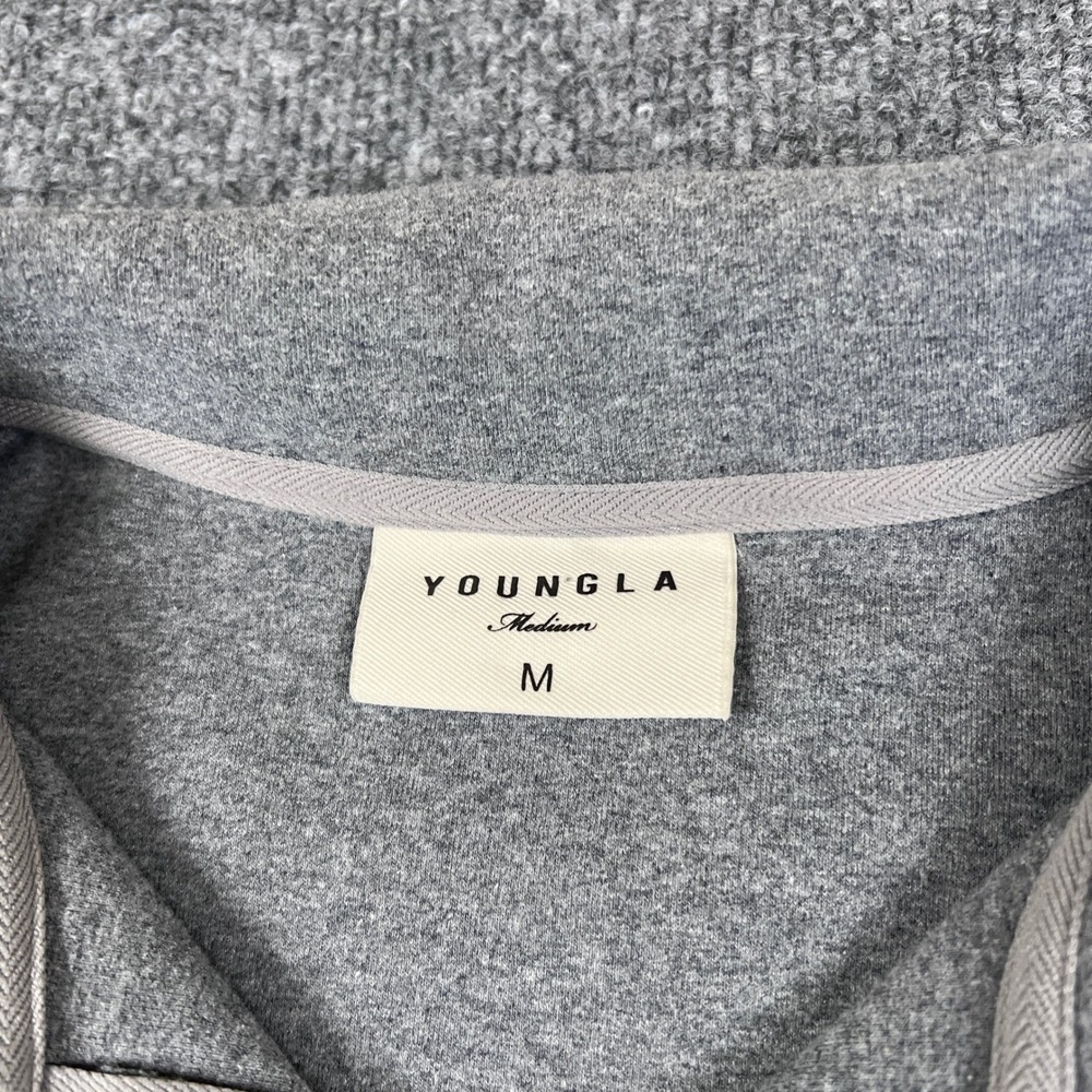 YoungLA 1/4 Zip Sweatshirt Mens M Gray Pullover Fleece Performance Sweater - Picture 4 of 10
